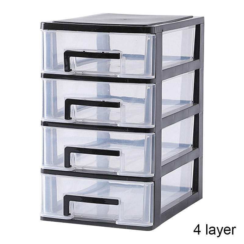 Plastic Desktop Drawer Transparent Sundries Small Objects Storage Case Organizer 3/4 Layers for Home Office Use EL: 4