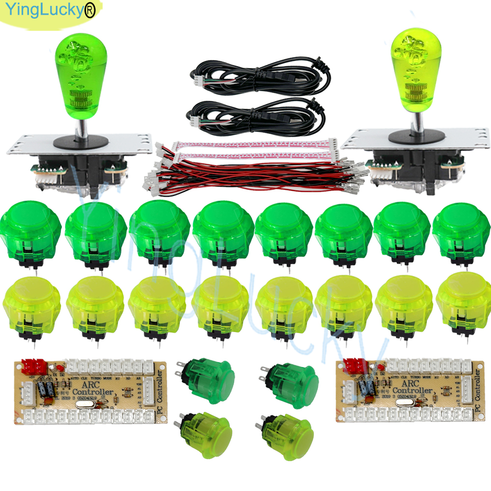 Joystick d'arcade pour 2 joueurs, kit de bricolage PC Raspberry Pi, Kit de jeu d'arcade avec bouton poussoir, Joystick de Style américain, câbles d'encodeur USB: Autre