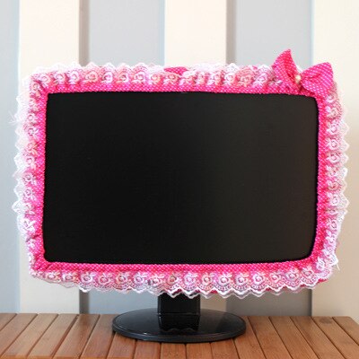 Funda de tela de encaje para ordenador, cubierta antipolvo para pantalla de Monitor de TV, lazo con bolsa elástica para bolígrafo,: Azul / 17-22 inches