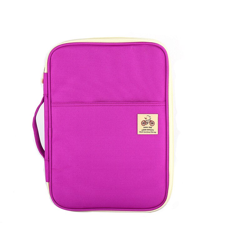 A4 Document maquillage sacs multi-fonctionnel produits de classement Portable étanche sac de rangement pour cahiers stylos mallette d'ordinateur: purple