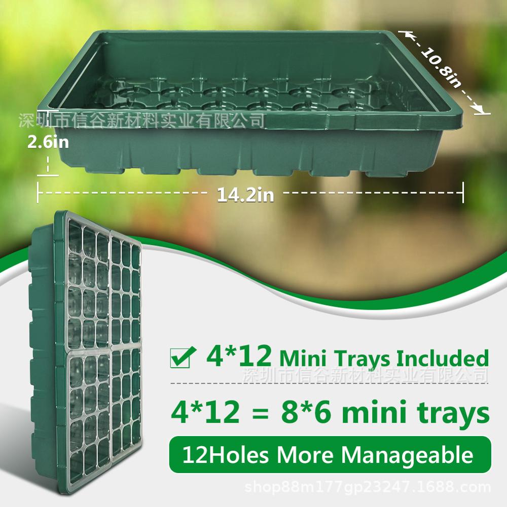 24 agujero macetas de plástico para viveros semilla para plantar set de bandejas de caja para germinación con cúpula y Base jardín protector de cultivo suministros de jardinería