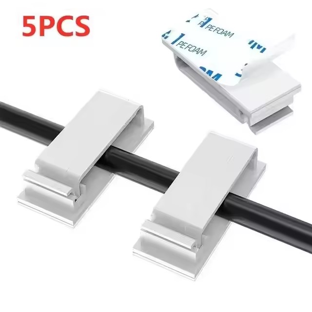 Organizador de cables autoadhesivo, brida para cables, abrazadera para cables, soporte, gestión de abrazaderas, gestión de datos Gps para coche, administrador enrollador de cables decorativo: Blanco cremoso