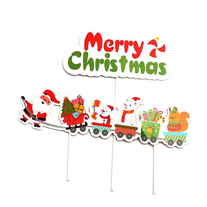 1Set Merry Christmas Letter Cake Topper Santa Claus Snowman Cake Decoration Home