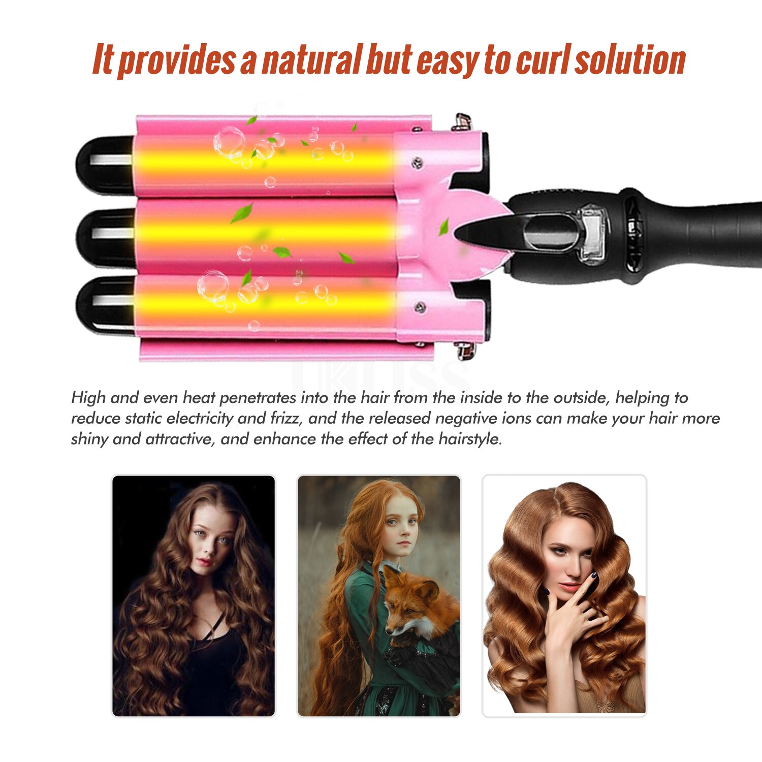 Hair Curling Iron Triple Barrel Hair Curler Flat Iron Curling Waver Wand Crimper Perm Splint Curly Tong Hair Styler
