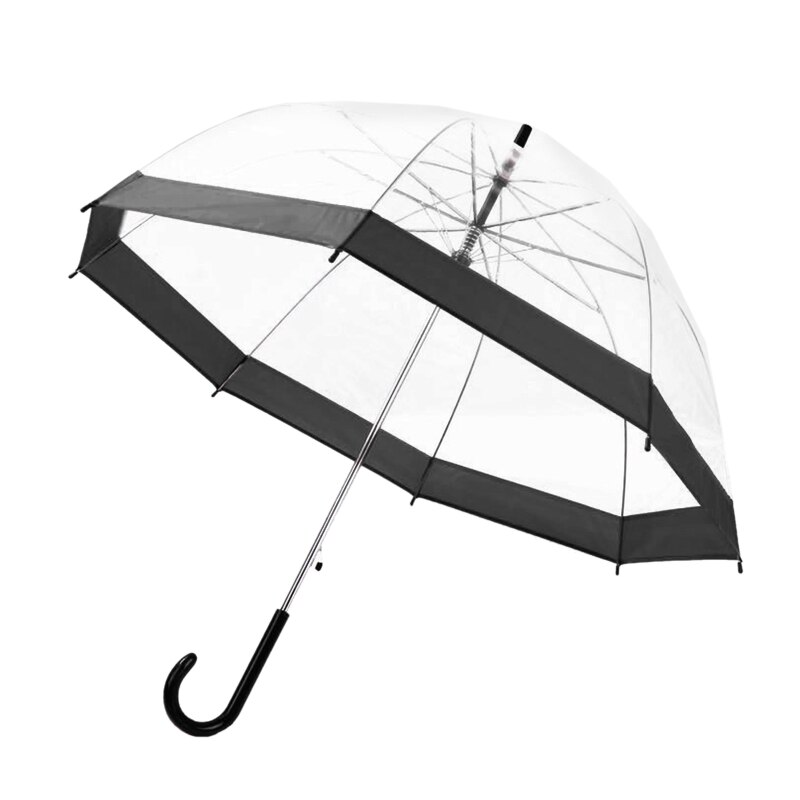 Transparent Umbrella Rain Sunny Women Girls Ladies Novelty Items Long Handle Umbrellas Rainproof Unbrellas: Black