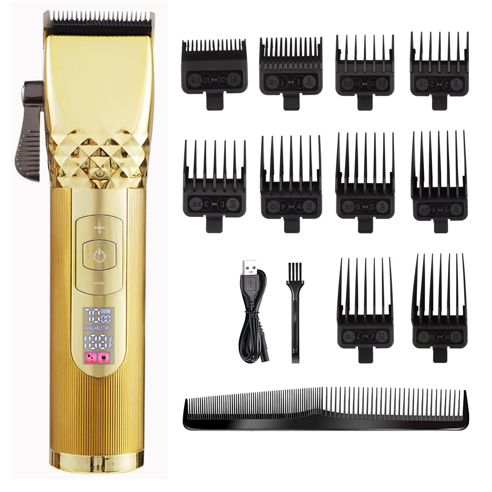 Tondeuse à cheveux et à barbe électrique professionnelle t-outliner,rasoir rechargeable filaire et sans fil, machine pour la découpe et la finition,: Or