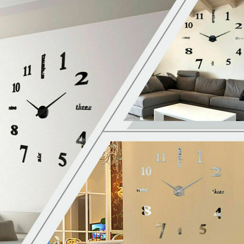 Moderne Diy Grote 3D Uniek Nummer Spiegel Muur Oppervlak Sticker Grote Horloge Home Decor Art Klok Mode