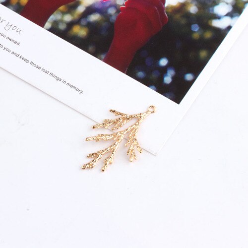 Zuiver Koper Plated 18K Echt Goud Kleur Gewei Bladeren Sieraden Materialen Diy Oorbellen Accessoires Armband Ketting Hangers: 6