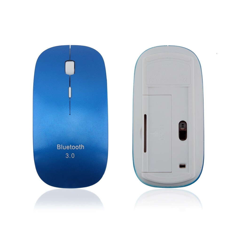 CHYI Ultra Thin Bluetooth Wilreless Computer Mouse Portable Slim Ergonomic Pink Mause 3d Optical PC Mice For Windows/IOS Laptop: Blue