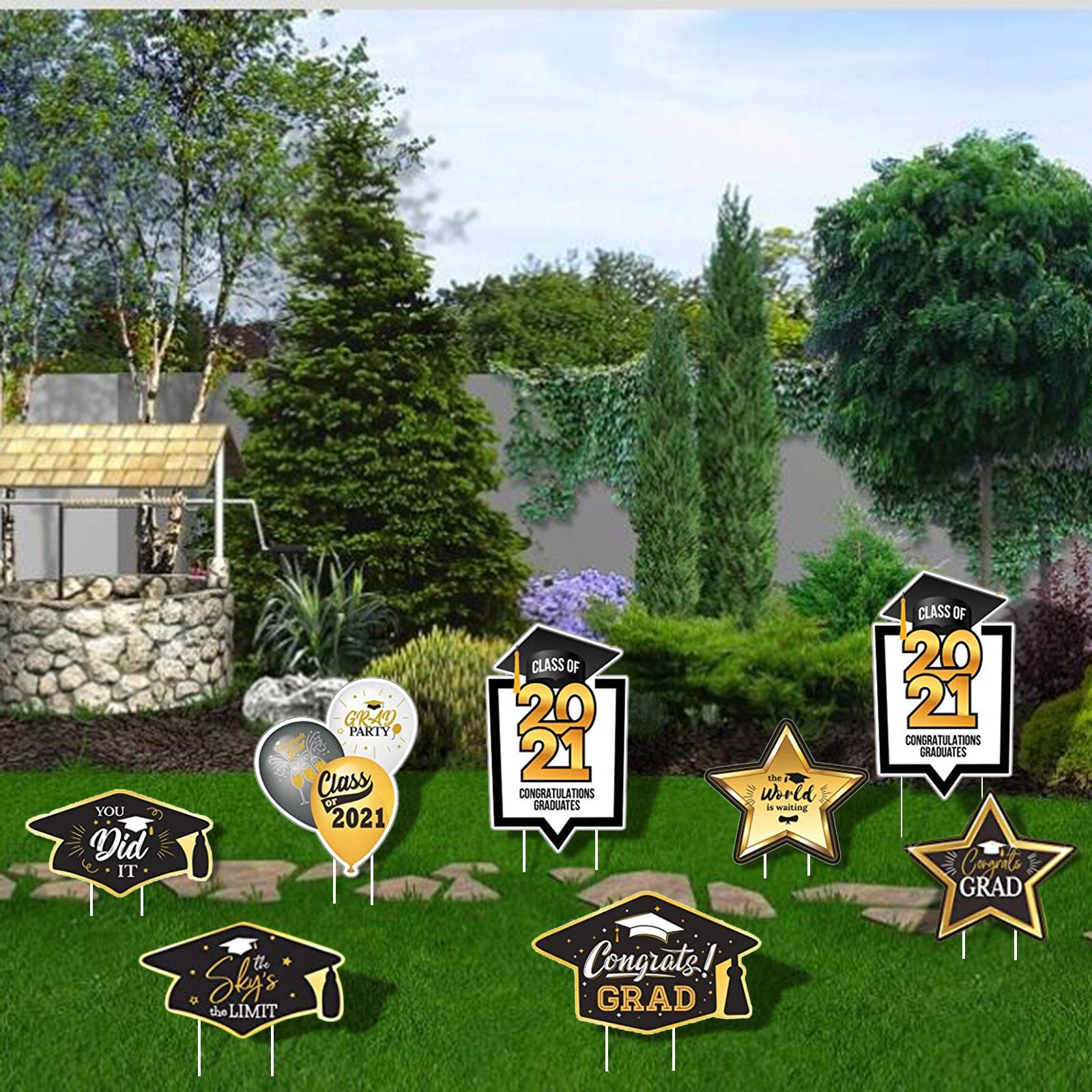 Graduation Decorations Garden Signs Grade Garden Yard Decorations Outdoor Lawn Yard Sign With Stakes Vogue Party Decor