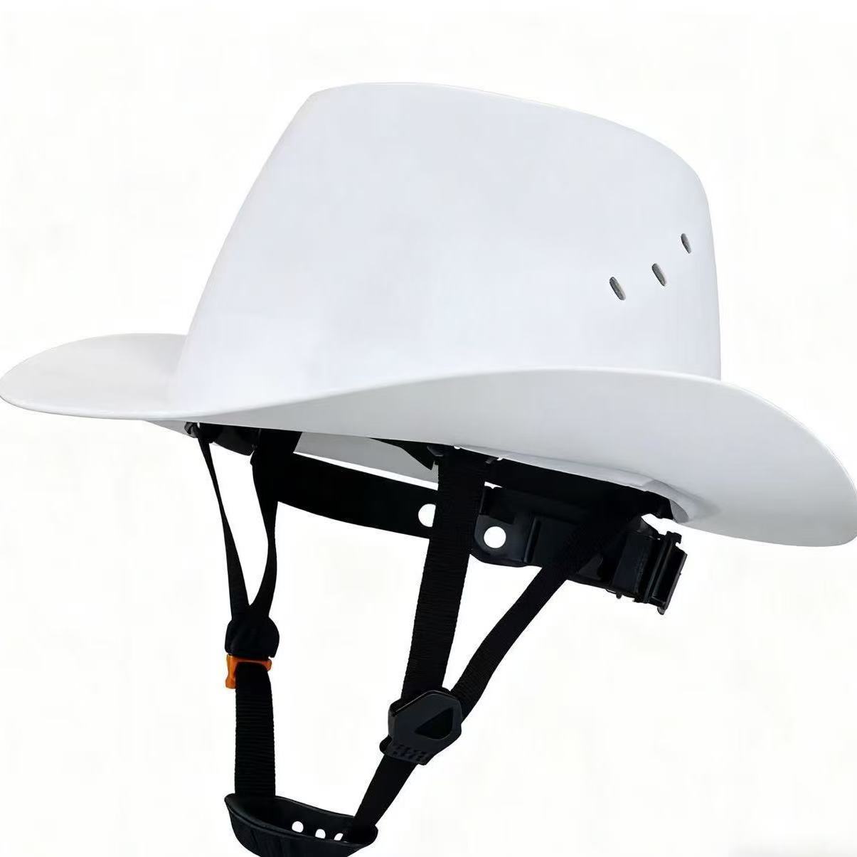 Full Brim Cowboy Hard Hat with High Goggles Outdoor Protective Safety Helmet ANSI Certified Sunshade Hard Cap: WHITE