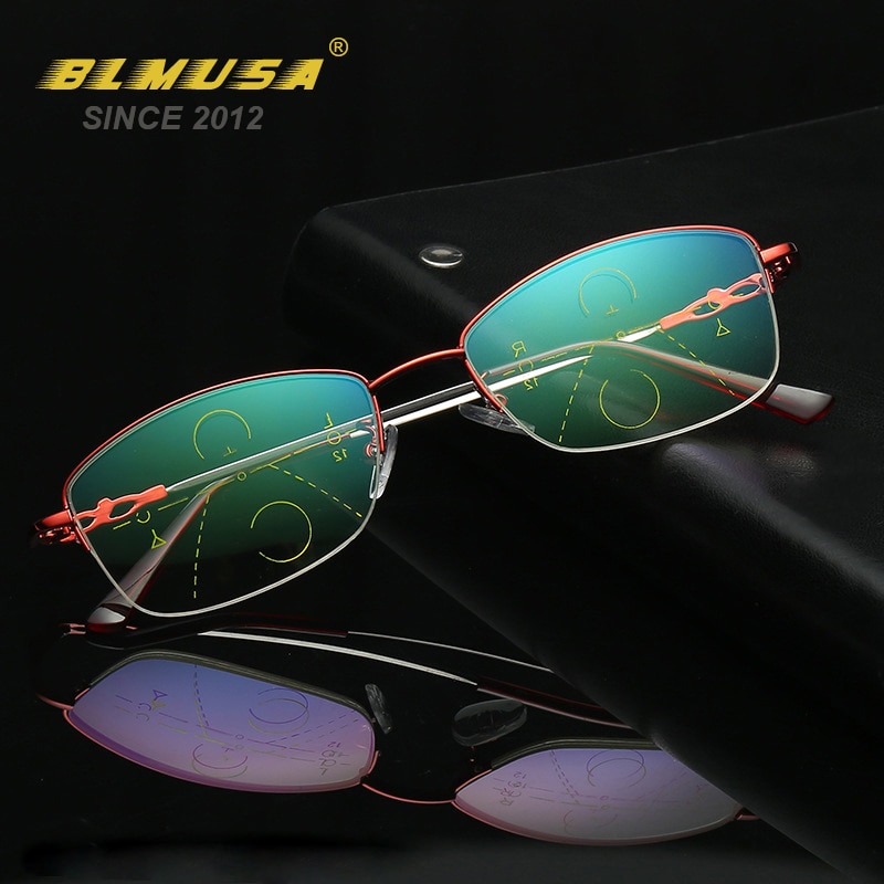 BLMUSA Titanium Progressive Multifocal Reading Glasses Men Anti Blue Light Glasses Women Eyewear For Elderly Blue Light Readers