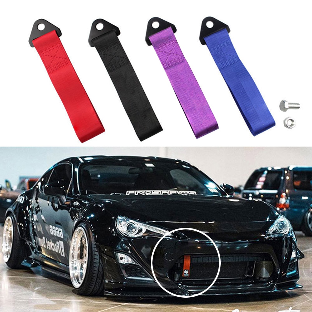 26cm Towing Rope High Strength Nylon trailer Tow Ropes Racing Car Universal Tow Eye Strap Tow Strap Bumper Trailer