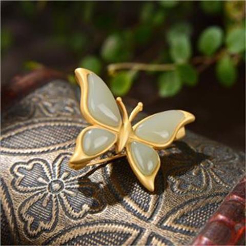 Be Kind. Gray Jade Butterfly Pendant Brooch Silver Plated Hetian Jade Butterfly Dance Necklace with Pendant Court Style