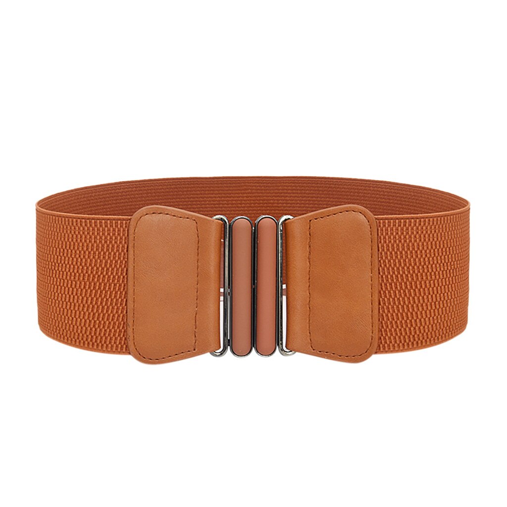 Cinturón de talla grande para mujer, cinturón elástico de cuero rojo ancho, cinturones grandes de para mujer, abrigo de vestido, cinturón de corsé elástico de: Coffee