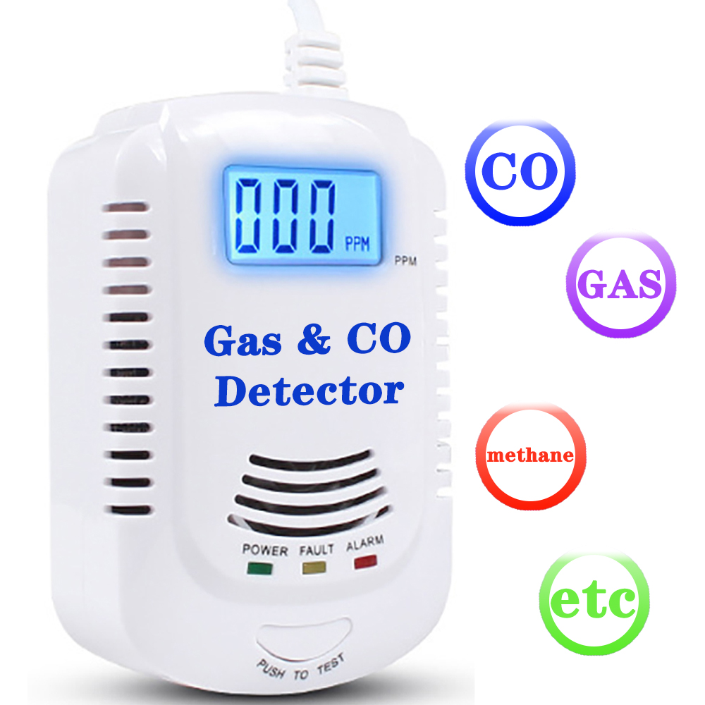 2 in 1 Natural Gas Detector And Carbon Monoxide CO Detector, Combustible Gas Leak Detector Monitor For Co, Lng, Lpg, Methane: black