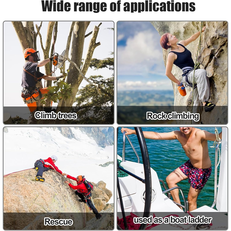 Portable Hunting Tree Climbing Aider with Anti-Skidding Steps Climbing Rope Ladder for Rock Climbing Caving Canyoning