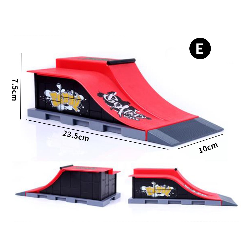 Finger Skateboard Set - Mini Park Ramp Track - ABS Plastic - 28x11x18cm - Removable Deck: E