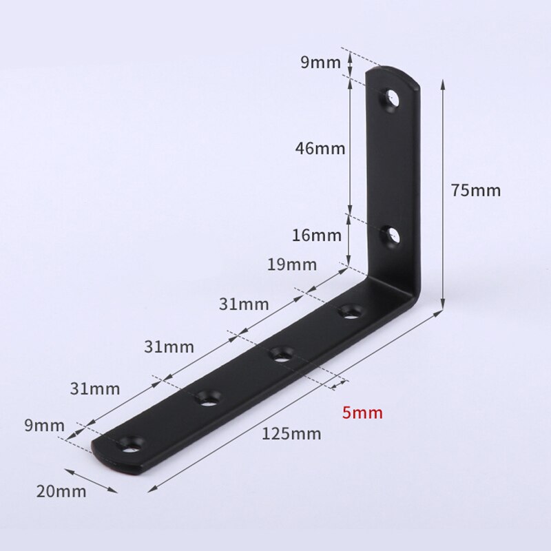 Soportes de estante de hierro grueso en forma de L ángulo recto abrazadera de esquina para colgar en la pared muebles conector decorativo Industrial wi #1