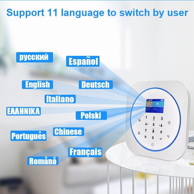 Hemlarmsystem wifi gsm larm intercom fjärrkontroll 433 mhz detektorer ios android tuya app kontroll touch tangentbord