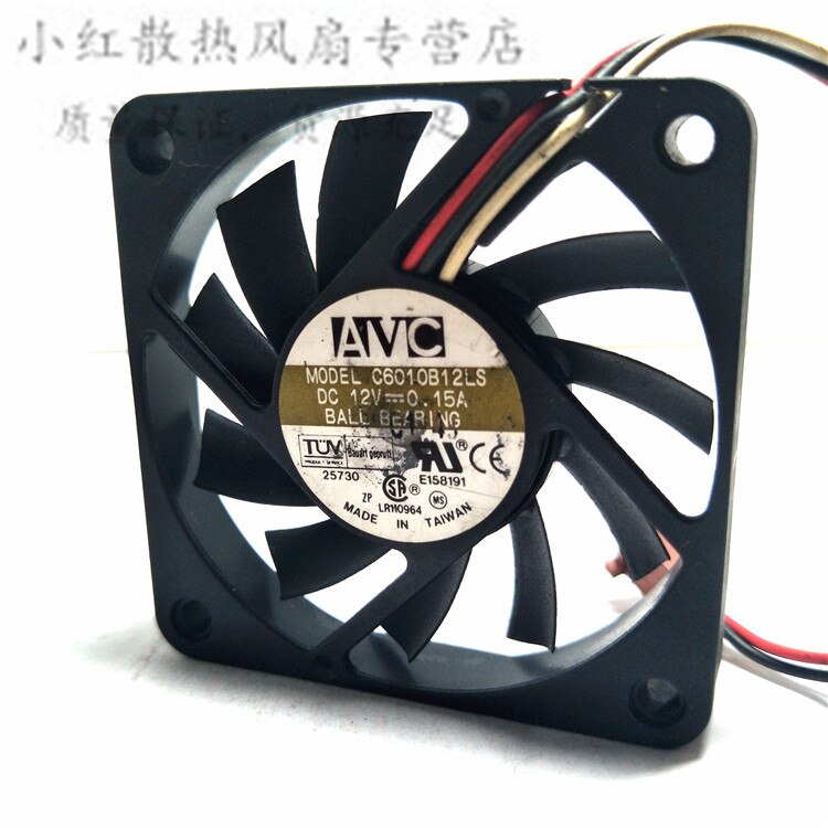 Avc 6010 C6010B12LS 12V 0.15A 6Cm Dual Bal Cpu Fan Server Inverter Ventilator Koelventilator 60*60*10Mm