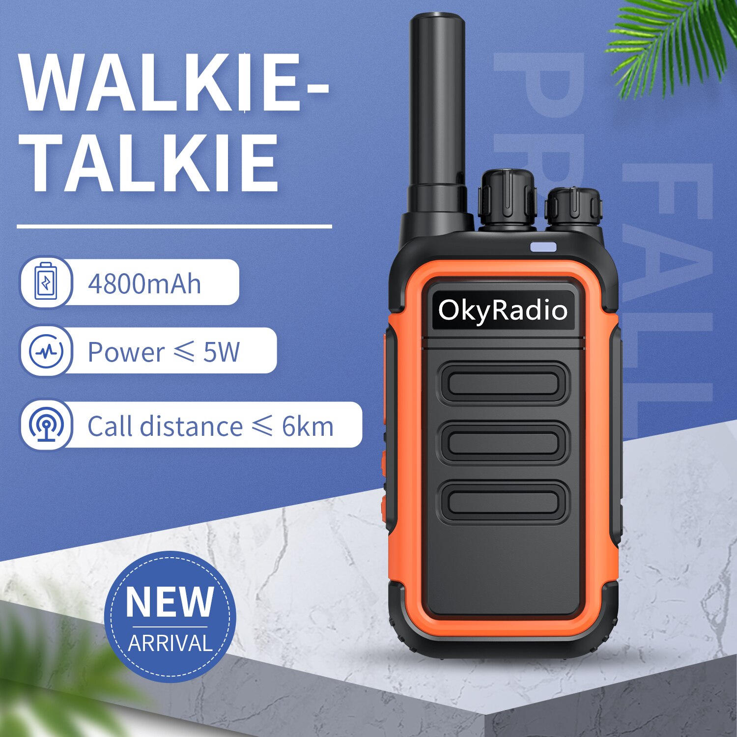Werk Walkie-Talkie 6Km Call 4800Mah Batterij 5W Power Okyradio Draagbare Waterdichte Walkie-Talkie Sterke anti