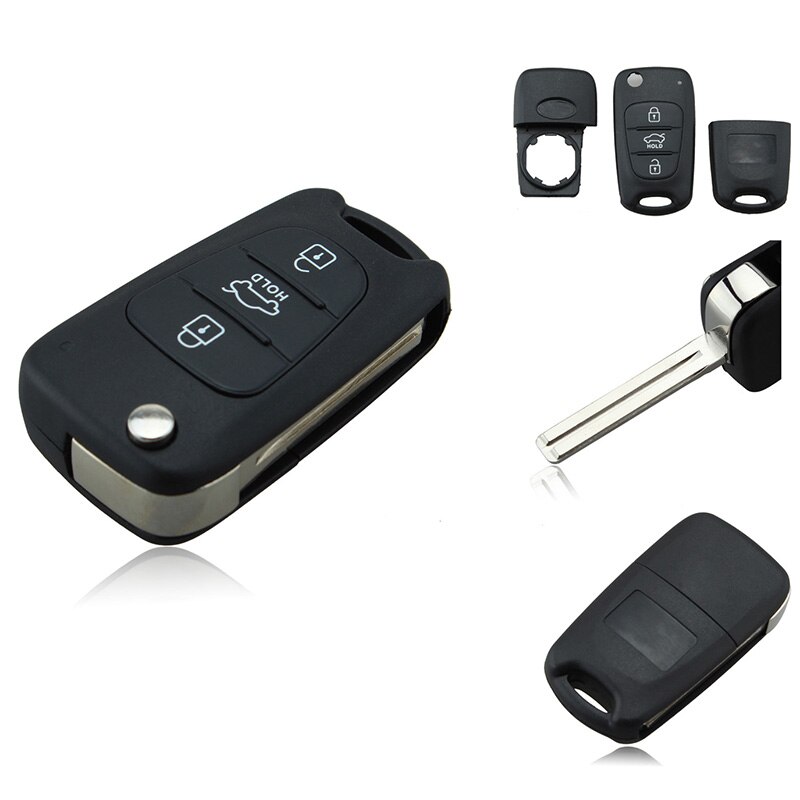 3 Button Flip Vouwen Afstandsbediening Sleutelhanger Shell Case Vervanging Voor Kia Rondo Sportage Soul Rio Autosleutel Cover