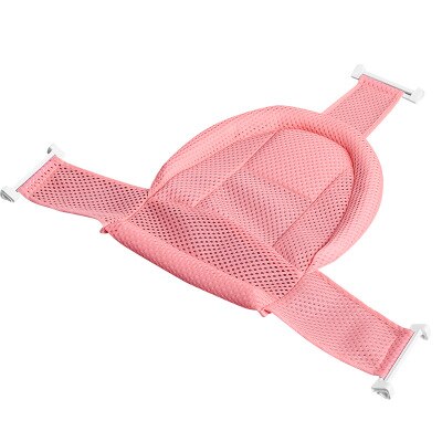 Red de baño para bebés recién nacido bañera bolsillo de red antideslizante alfombra de baño Baño neto bebé ducha rack puede sentarse y mentira suspendido 3D mat: Grid pink