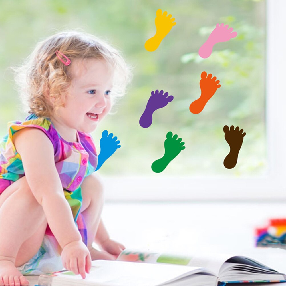 9 Pairs Kindergarten Fußabdrücke Aufkleber Kleine Knöchel Boden Aufkleber Wasserdicht Klebstoff Boden Badewanne Aufkleber