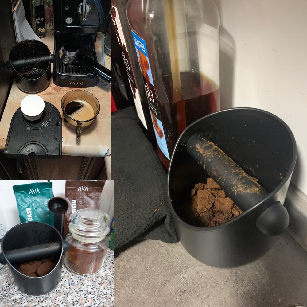 Kahvinpoistolaatikko liukastumisenesto iskuja vaimentava kahvijauhatus kaatopaikka kahvijauhe koputtaa espressojauhe kaatopaikka roskakori kahvila baristalle