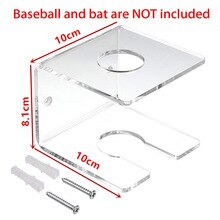 Wall Mounted Baseball Bat & Ball Holder / Vertical Wall Mount Acrylic Holder For Both Bat Or Balls Display Multifunctional