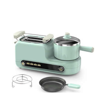 DMWD Multifunctional household toaster Mini breakfast maker 4 in 1 egg steamer sandwich noodles making machine: Green