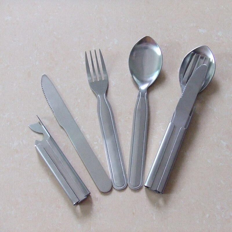 4 stk ske gaffel kniv udendørs service bestik sæt 4 stk spisestel middag knive gafler mad rustfrit stål spisestue sæt  p15 stk.: Default Title