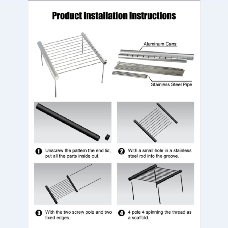 Opvouwbare Rvs Bbq Grill Mini Pocket Camping Barbecue Beugel Accessoires Voor Thuis Park Gebruik