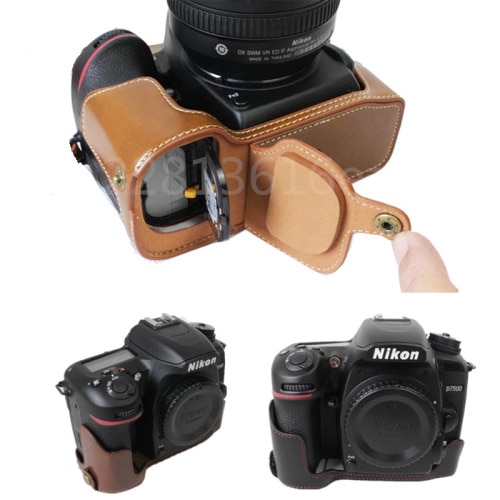 Camera Bag Case Voor Nikon D750 PU Leer Half Body Set Cover Met Batterij Opening