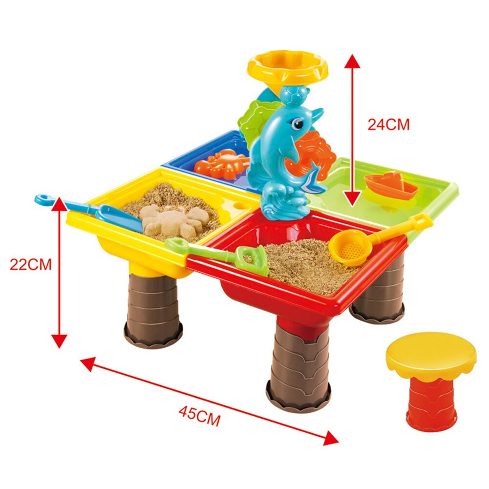 Draagbare Kids Outdoor Zomer Strand Zand Graven Tool Water Spelen Plastic Tafel Speelgoed Kit