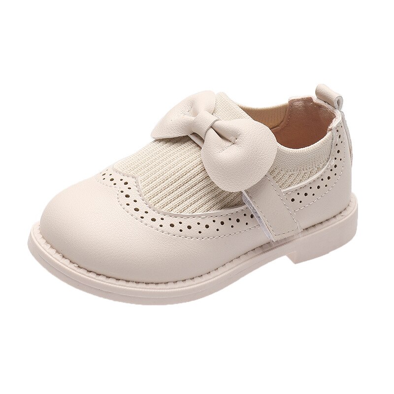Efterår piges gummi martin støvler tennis sko småbørn prinsesse læder sko koreansk sløjfe børns sneakers zapatillas: Beige / 30