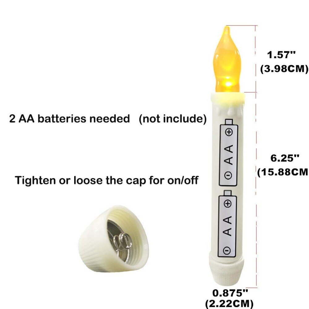 Flameless Window Taper Candles Led Battery Operated Dripless Flickering Candle Lights for Party Decorations Christm