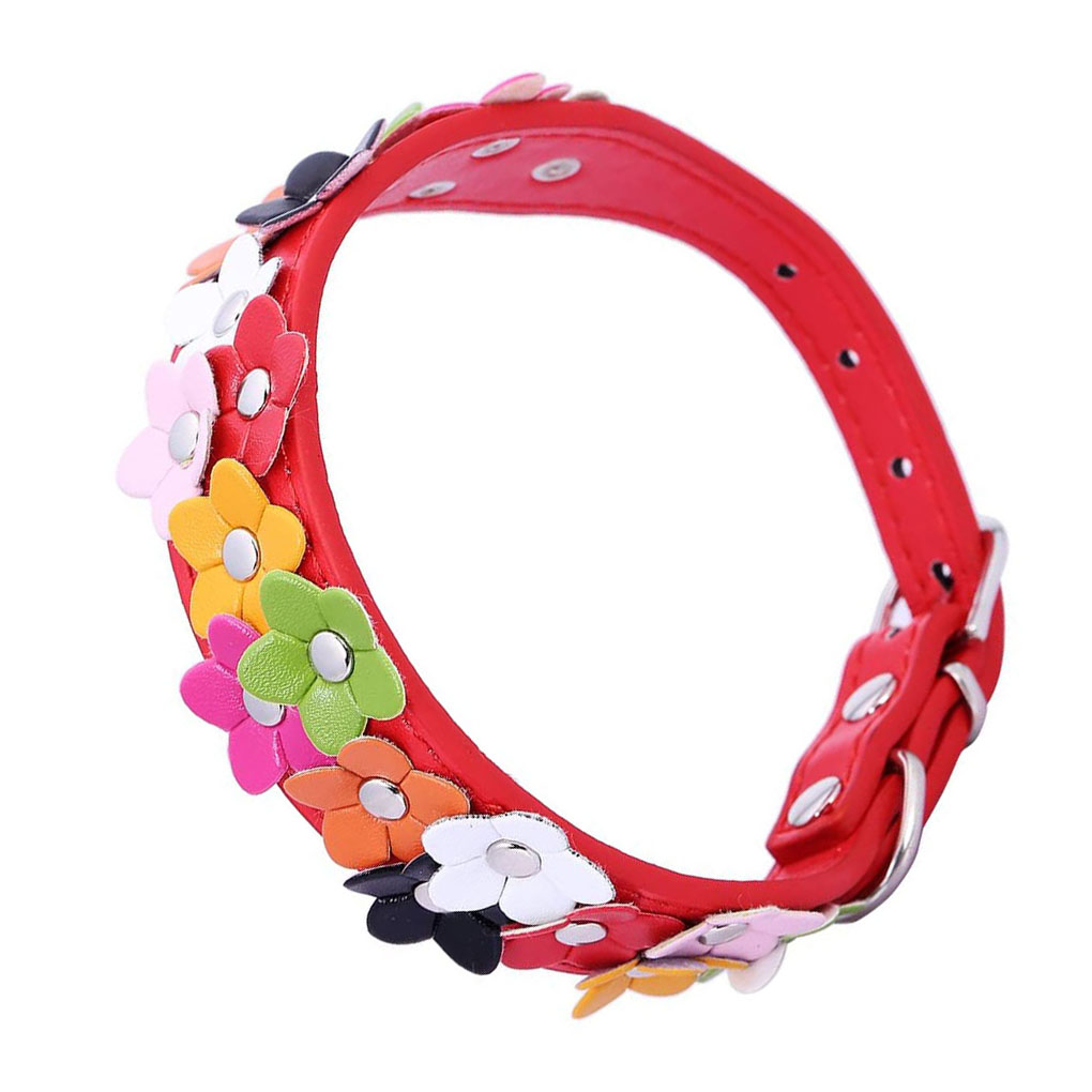 Alloy Leather Dog Collar Anti-Lost/Avoid Car Accident Collar For Dogs Puppies Dog Collars Leads Supplies Neck Chain Pet Products: Red / 2.5X30cm