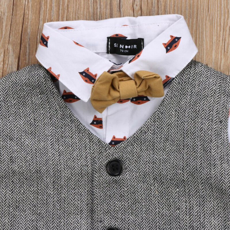 Traje Formal de niño pequeño, bebé, pantalones y chaleco, moño, esmoquin, conjunto de ropa
