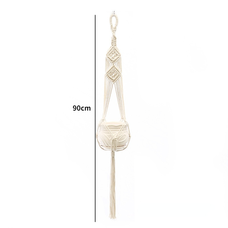 Tuinplant Hangmanden Bloempot Handgemaakte Macrame Geknoopt Touw Bloempot Boheemse Stijl voor Thuis Balkon Decoratie: Rood