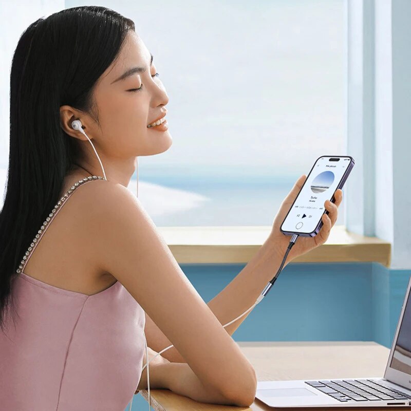 8 -pinners  to 3.5mm- jack aux-kabel for iphone 14 13 12 11 max ios 14 hann-til-hunn-adapter hodetelefonkontakt lydsplitter