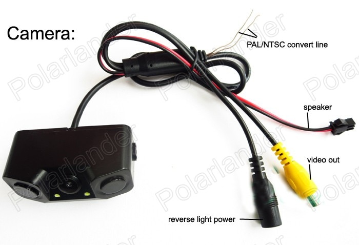 3 in 1 LED Car auto reverse camera Parking Sensor Rear View Parking Camera 2 Sensors Indicator Bi Bi Alarm 4.3 inch HD monitor