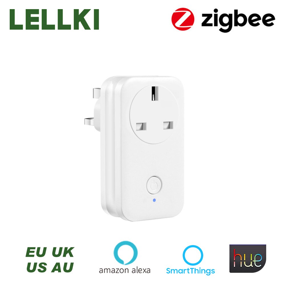 LELLKI Zigbee Smart Socket AU White Wireless Control light Switch Timer Plug for Zigbee Hue SmartThings Echo plus 10A 2200W: UK WK33 / 2 PCS