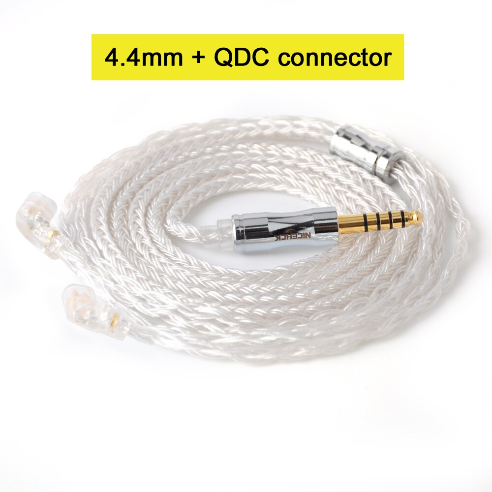 NICEHCK C16-1 16 Cores Silver Plated Cable 3.5/2.5/4.4mm Plug MMCX/2Pin/QDC/NX7 For TFZ KZCCA ZSX C12 NICEHCK NX7 PRO BL-03: 4.4mm With QDC Pin
