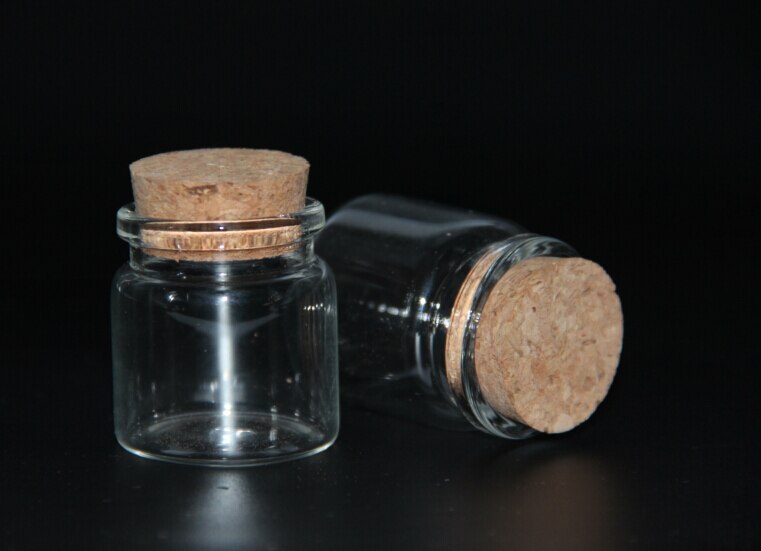 10 stuks 37*40mm 25ml flessenpot wensfles flesjes lege glazen potten met kurk stop bruiloft feestgunsten opslagfles