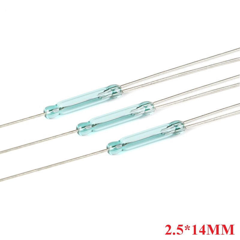 10pcs/lot 3 pin Reed Switch 2.5X14MM magnetic switch Glass Green Reed Switch Conversion NO NC Normally Open and Normally Close