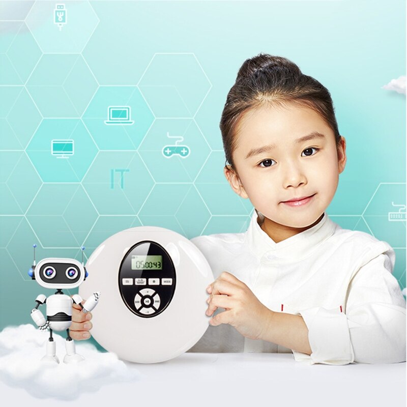 Round Style Portable -CD Player Headphone HiFi Music Reproductor -CD Walkman Discman Player Shockproof Lecteur -CD