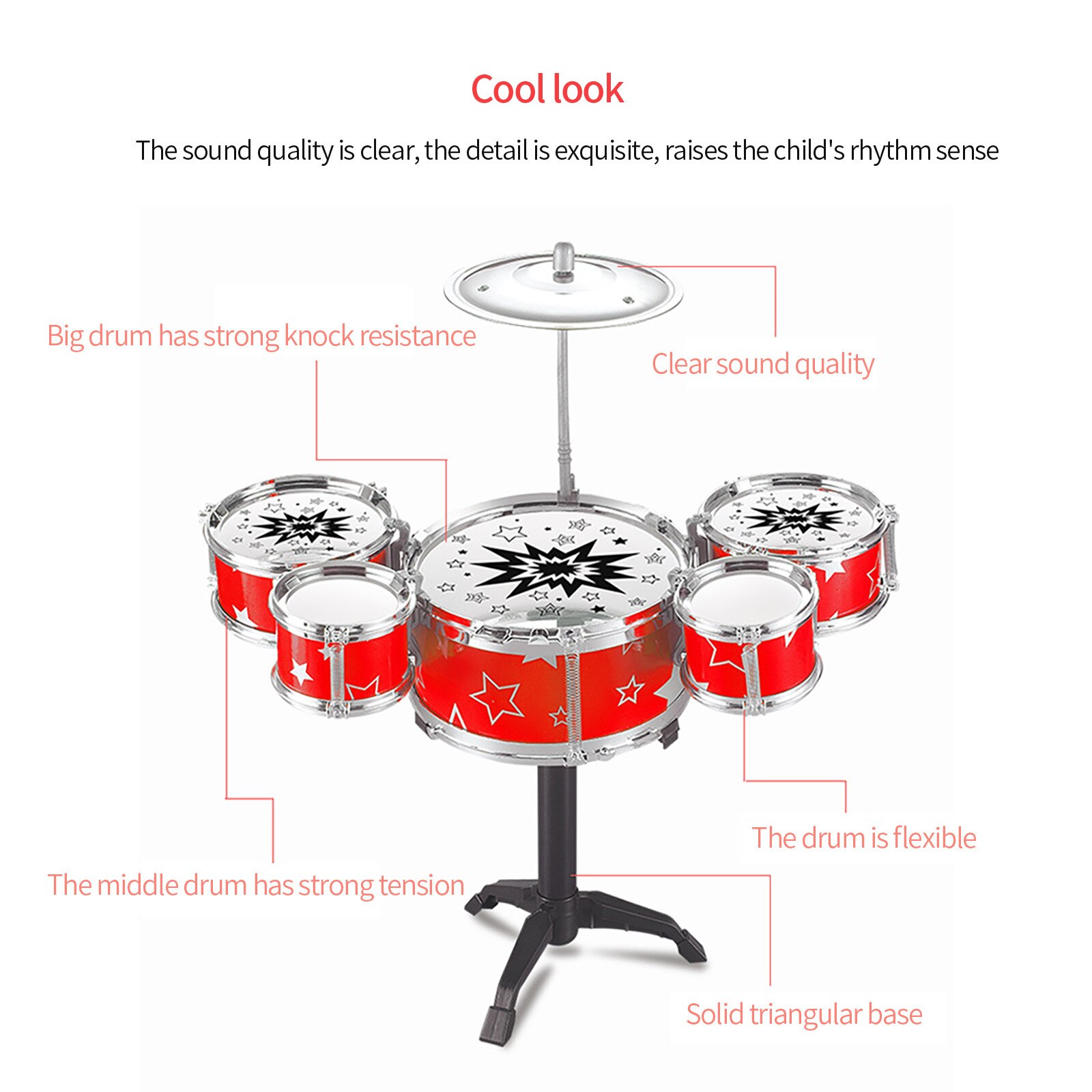Kids Jazz Drum Set Musical Instrument Educatief Mini Band Spelen Speelgoed Met Stokken Игрушки Для Детей Percussie Voor Kids