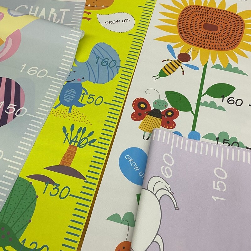 M17D Cartoon Print Baby Child Height Measure Ruler Kids Growth Size Chart Removable Height Chart for Kids Measuring Room Home